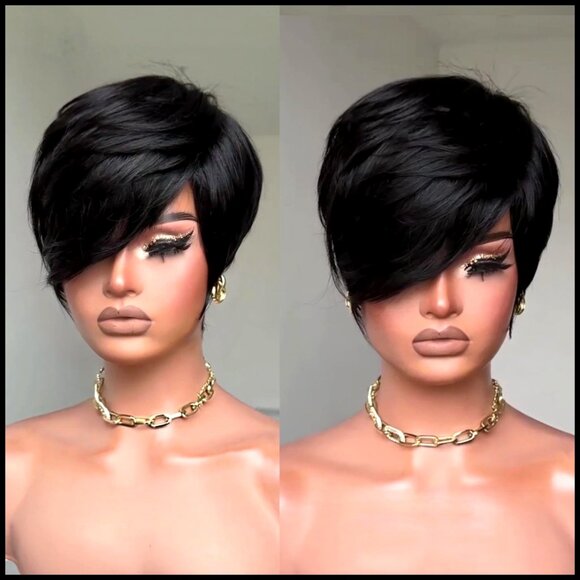 Short Pixie Cut Wig Brazilian Virgin Human Hair Glueless Daily Wear main image 6